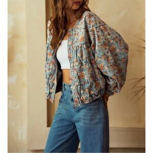 New Washed Floral Bomber Jacket